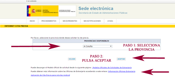 cita previa extranjería por internet